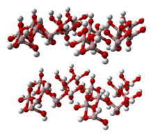 Unit cell ball and stick model of aluminium hydroxide