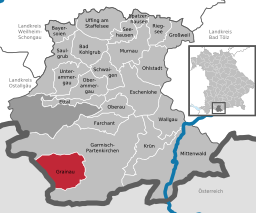 Läget för Grainau i Landkreis Garmisch-Partenkirchen