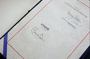 The signatures of President Barack Obama, Vice...