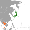 Location map for Japan and Thailand.