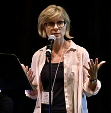 Playwright Kira Obolensky gives a talk in 2016