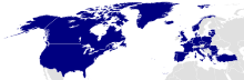 Map of NATO at the time of the referendum, member states shown in dark blue Location NATO 2009 blue.svg