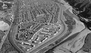 Aerial view of Pomare from the north in 1963