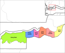 Mapa dos distritos da Divisão do Rio Inferior na Gâmbia