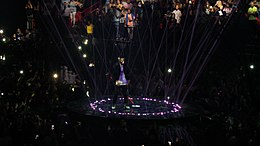 Timberlake performing on The Man of the Woods Tour in Miami on May 18, 2018, which was also the sixth highest-grossing tour of 2018. Man of the Woods Tour - Miami - 03.jpg