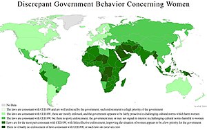 English: Map of countries showing CEDAW enforc...