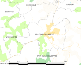 Mapa obce Bellegarde-en-Marche
