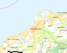 Mapa obce Thonon-les-Bains