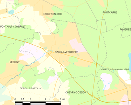 Mapa obce Ozoir-la-Ferrière