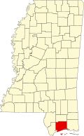 Map of Mississippi highlighting Harrison County