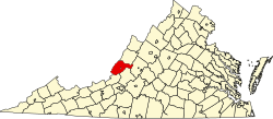 map of Virginia highlighting Alleghany County