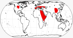 Rango geográfico de Metailurus basado en el registro fósil