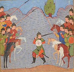 Baydu xan və Qazan xan arasında görüş, miniatür, Herat