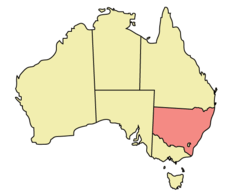 Map of Australia with New South Wales highlighted