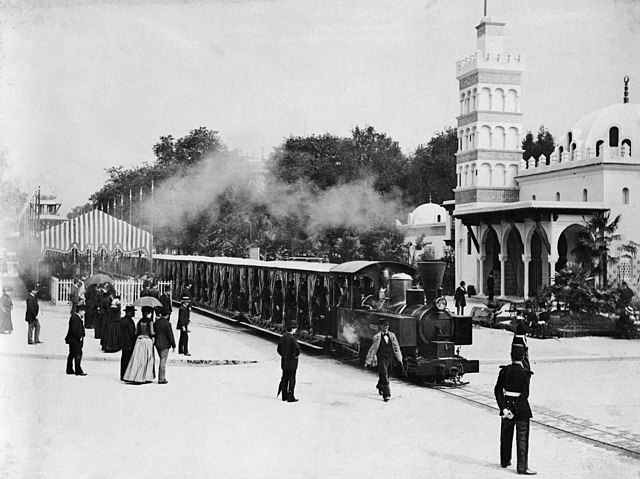 Railroad train at the Paris Exposition, 1889