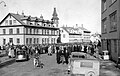 People gather for a meeting at the old school, by Tjörnin in downtown Reykjavik