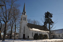 First Reformed Church, built 1856, at the heart of the Rocky Hill Historic District