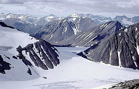 Utsikt från Ritatjåkkå mot norr. Sarektjåkko i bakgrunden