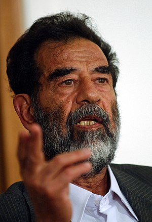 Former President of Iraq, Saddam Hussein, make...