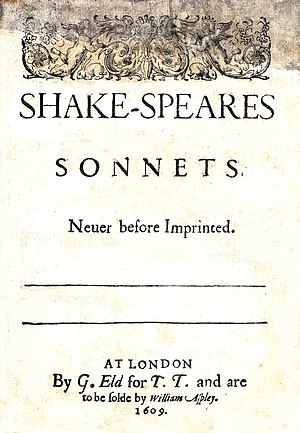English: Title page of Shakespeare's Sonnets (...
