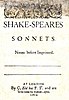 Title page of first edition of Shakespeare's sonnets