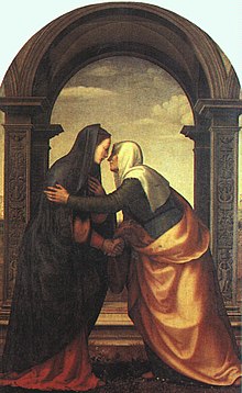 Απεικόνιση της συνάντησης της Ελισάβετ και της Μαρίας, απο τον Μαριόττο Αλμπερτινέλλι.