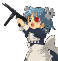 cyborg Wikipe-tan with a gun