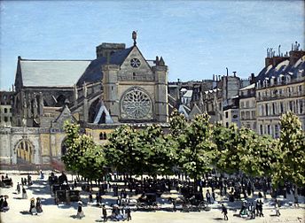 Claude Monet, Saint-Germain-l'Auxerrois à Paris, 1867, Alte Nationalgalerie (Berlin). (définition réelle 4 752 × 3 485)