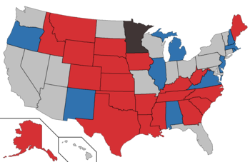 Color coded map of 2020 Senate races