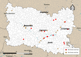 Carte des communes avec sites Seveso