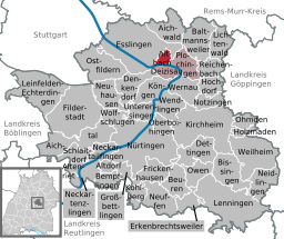 Läget för Altbach i Landkreis Esslingen
