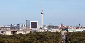 Berlin Cityscape, shot from Siegessäule (warme...