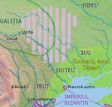 A map depicting the steppe regions northwest of the Black Sea