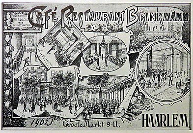 Ansichtkaart van café-restaurant Brinkmann uit 1902