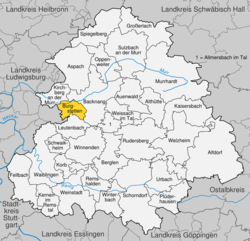 Elhelyezkedése Baden-Württemberg térképén