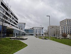 Le Campus Condorcet vu depuis la rue de Saint-Gobain (février 2024)