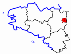Location of canton of Vitré-Est in the department of Ille-et-Vilaine