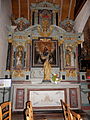 L'église paroissiale Saint-Melaine, l'autel et le retable du Rosaire, vue d'ensemble.