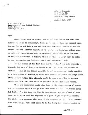 A famous letter from Albert Einstein and Leo S...