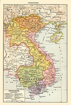 1930 Mapa francouzské Indočíny