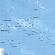 An enlargeable hydrographic map of French Polynesia French Polynesia relief map.svg