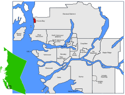 Location of Lions Bay within the Greater Vancouver Regional District in British Columbia, Canada