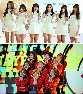 GFriend (top) and Twice (bottom) in 2016.