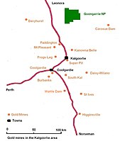 Gold mines in the Kalgoorlie region