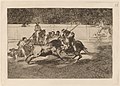 № 28: Храбрый Рендон поражает быка копьем и убивает его одним ударом на арене Мадрида (исп. El esforzado Rendon picando un toro, de cuya suerte murio en plaza de Madrid)