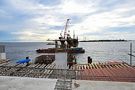 Le pont en construction en novembre 2023 entre Malé et Villingili.