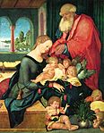 Ханс Бальдунг «Святое семейство в покоях с пятью ангелами», ок. 1507, 73,1 x 55,8 см.