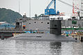 Le sous-marin conventionnel Wakashio (SS 587), de la classe Harushio en 2006 à Yokosuka.