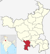 मानचित्र जिसमें महेंद्रगढ़ ज़िला Mahendragarh district हाइलाइटेड है