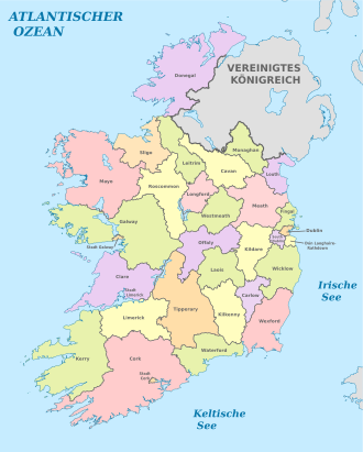 Heutige Verwaltungsgliederung Irlands